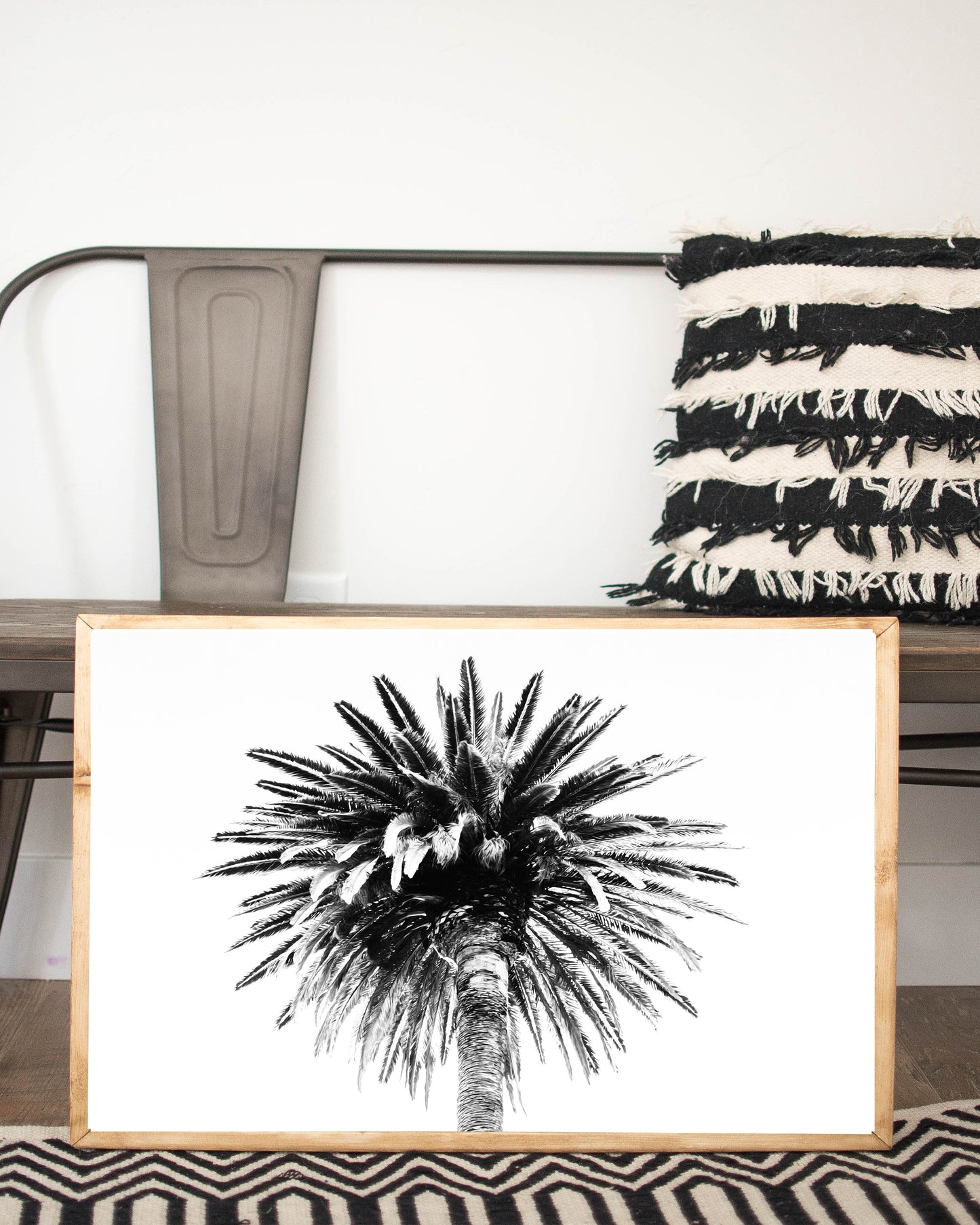 black and white palm wall print