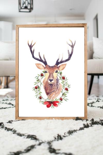 Acorn Wreath Deer print